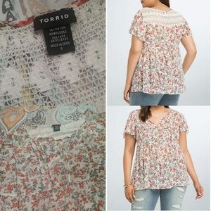 Size 1 Floral Crochet Torrid Fall Blouse